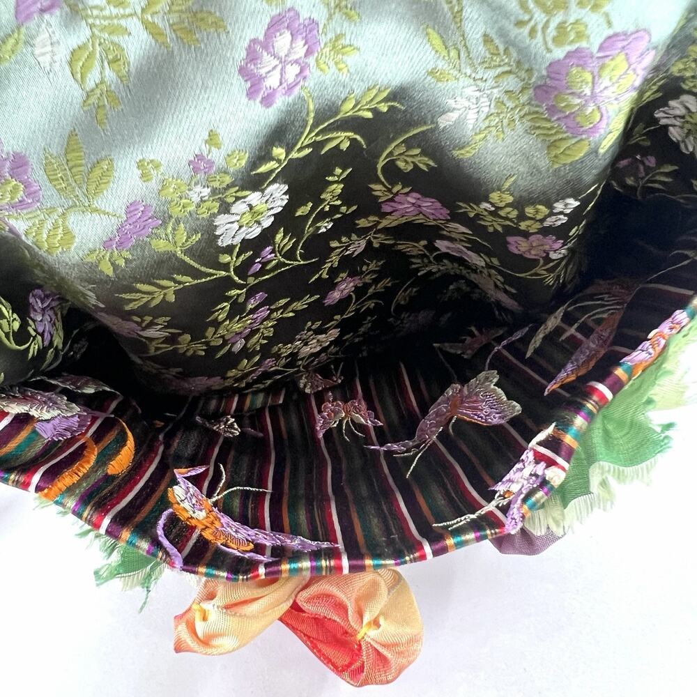 Vintage Boho Festival Floral Embellished Colorful Silk & Velvet Crossbody Bag - Picture 8 of 9
